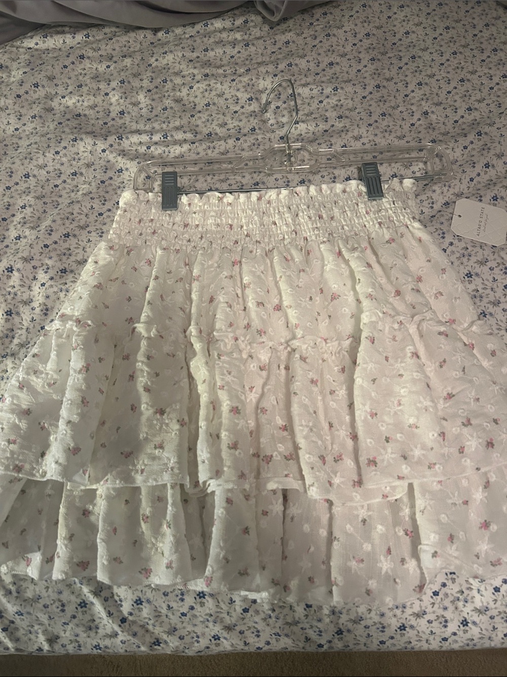 Altar'd State White Floral Coquette Mini Skirt Medium NWT